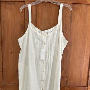 Eileen Fisher White Organic Linen Pockets Tank Dress XL